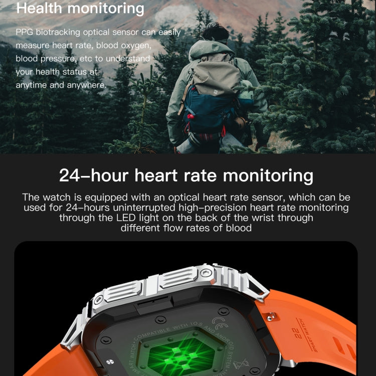 LEMFO K61 Pro 1.96 inch BT5.0 Sport Smart Watch, Support Bluetooth Call / Sleep / Blood Oxygen / Heart Rate / Blood Pressure Health Monitor(Orange)