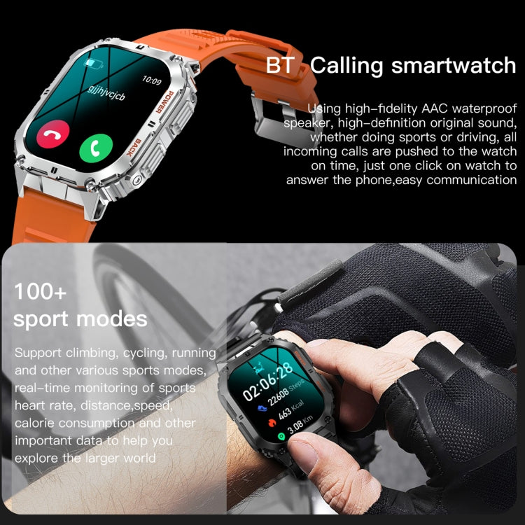 LEMFO K61 Pro 1.96 inch BT5.0 Sport Smart Watch, Support Bluetooth Call / Sleep / Blood Oxygen / Heart Rate / Blood Pressure Health Monitor(Orange)