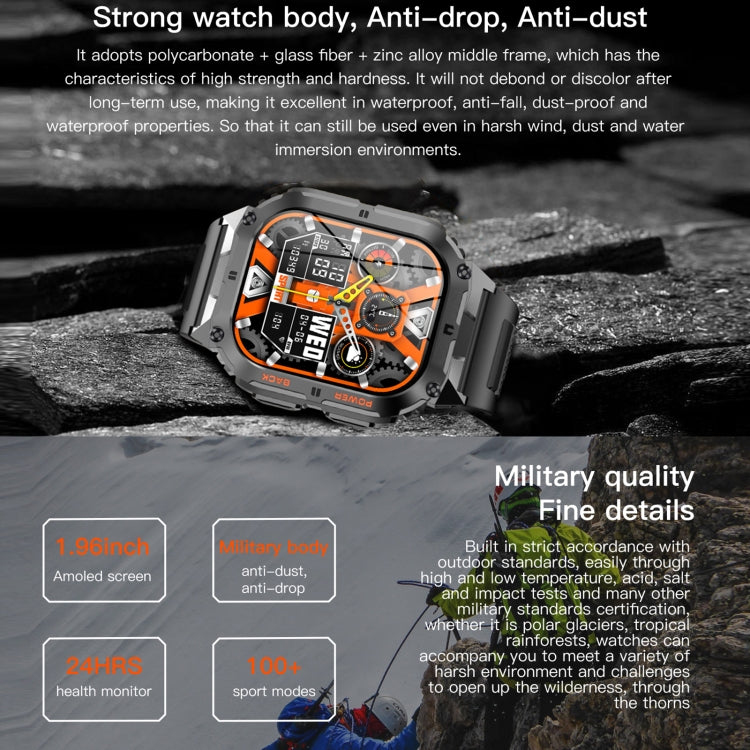 LEMFO K61 Pro 1.96 inch BT5.0 Sport Smart Watch, Support Bluetooth Call / Sleep / Blood Oxygen / Heart Rate / Blood Pressure Health Monitor(Orange)