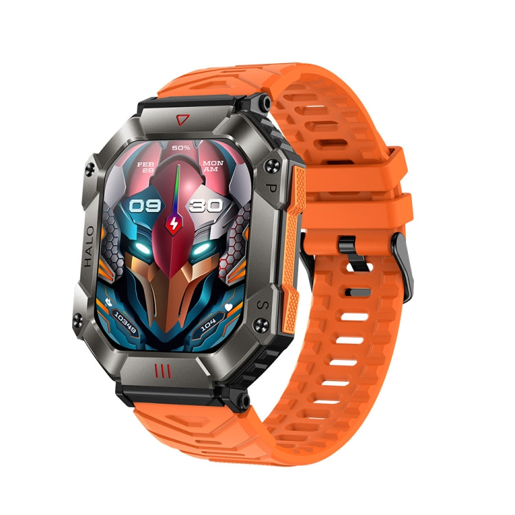 KR80 2.0 inch BT5.1 IP67 Sport Smart Watch, Support Bluetooth Call / Sleep / Blood Oxygen / Heart Rate / Blood Pressure Health Monitor(Black+Orange)