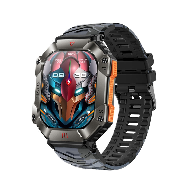 KR80 2.0 inch BT5.1 IP67 Sport Smart Watch, Support Bluetooth Call / Sleep / Blood Oxygen / Heart Rate / Blood Pressure Health Monitor(Black+Camouflage)
