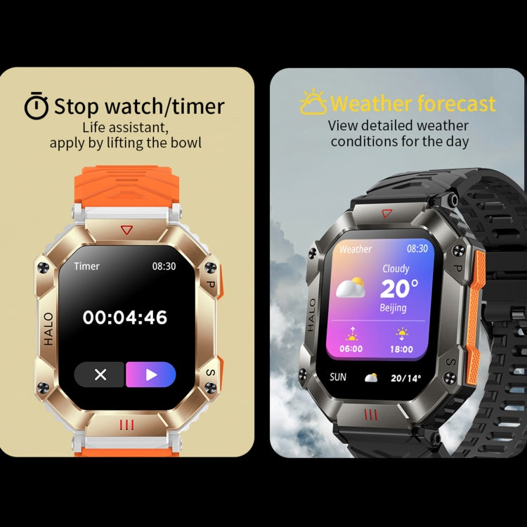 KR80 2.0 inch BT5.1 IP67 Sport Smart Watch, Support Bluetooth Call / Sleep / Blood Oxygen / Heart Rate / Blood Pressure Health Monitor(Black+Orange)