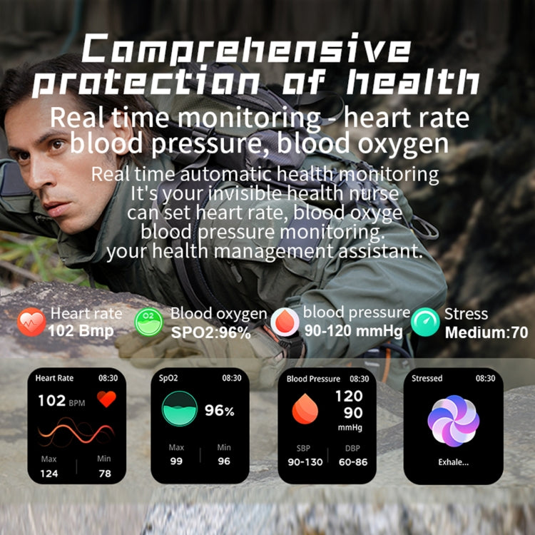 KR80 2.0 inch BT5.1 IP67 Sport Smart Watch, Support Bluetooth Call / Sleep / Blood Oxygen / Heart Rate / Blood Pressure Health Monitor(White+Orange)