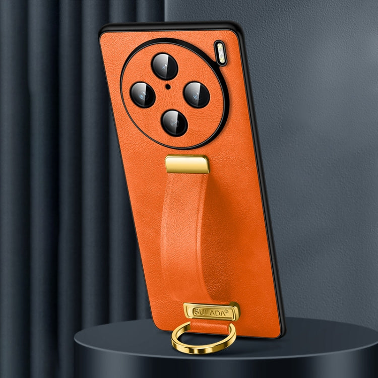 For vivo X100s Pro / X100 Pro SULADA PC + Leather Texture Skin Feel Shockproof Phone Case(Orange)
