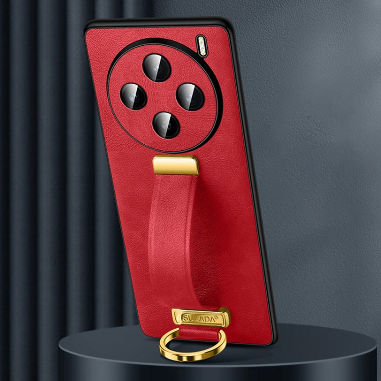 For vivo X200 SULADA PC + Leather Texture Skin Feel Shockproof Phone Case(Red)