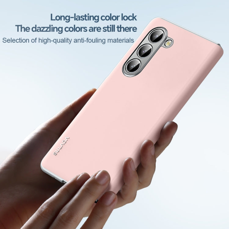 For Samsung Galaxy Z Fold6 SULADA Skin Feel Liquid Leather Shockproof Phone Case(Pink)