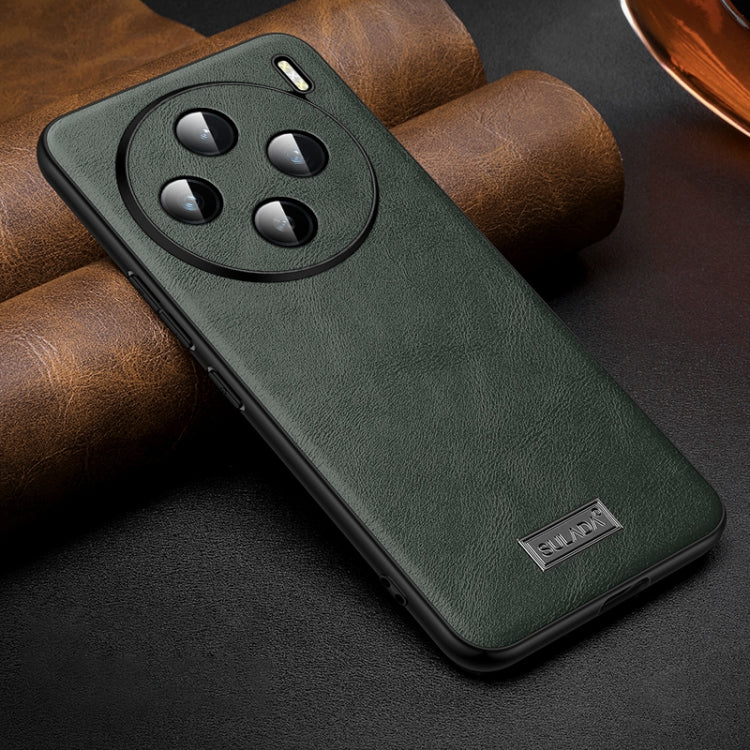 For vivo X200 SULADA Shockproof TPU + Handmade Leather Phone Case(Green)