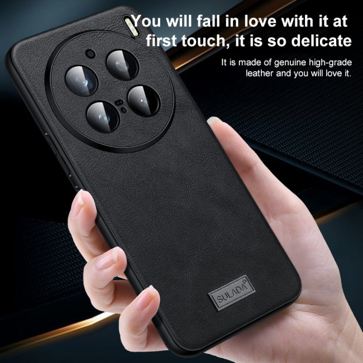 For vivo X100s Pro / X100 Pro SULADA Shockproof TPU + Handmade Leather Phone Case(Black)
