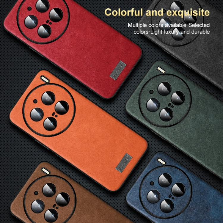 For vivo X100 SULADA Shockproof TPU + Handmade Leather Phone Case(Blue)
