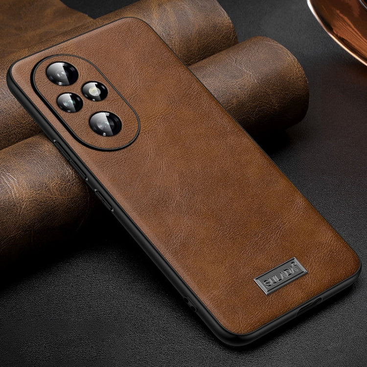 For Honor 200 Pro SULADA Shockproof TPU Hybrid Handmade Leather Phone Case(Brown)
