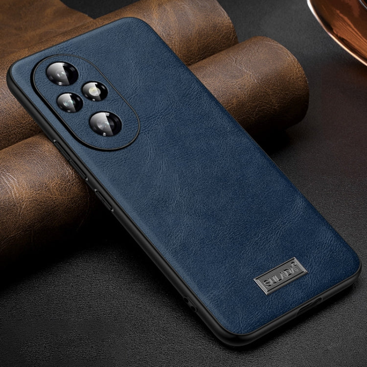 For Honor 200 Pro SULADA Shockproof TPU Hybrid Handmade Leather Phone Case(Blue)