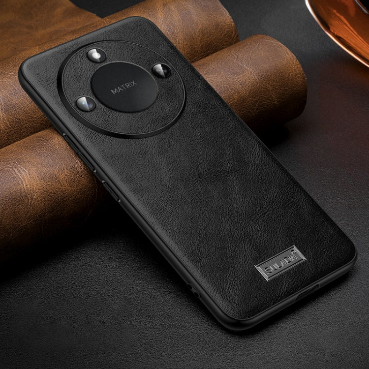 For Honor X60 SULADA Shockproof TPU Hybrid Handmade Leather Phone Case(Black)