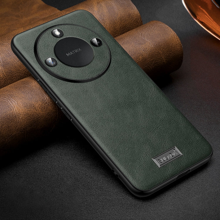 For Honor X60 SULADA Shockproof TPU Hybrid Handmade Leather Phone Case(Green)