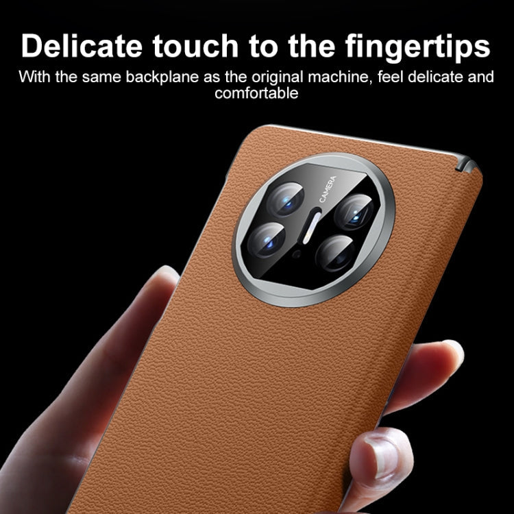 For Huawei Mate X5 SULADA Frameless Top Layer Cowhide Leather + PC Phone Case(Purple)