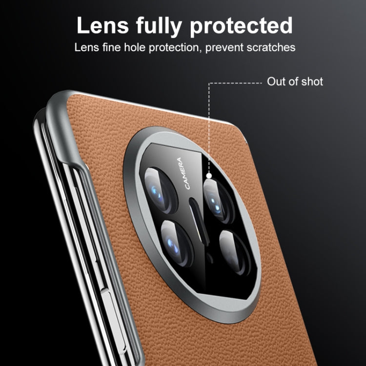 For Huawei Mate X5 SULADA Frameless Top Layer Cowhide Leather + PC Phone Case(Brown)