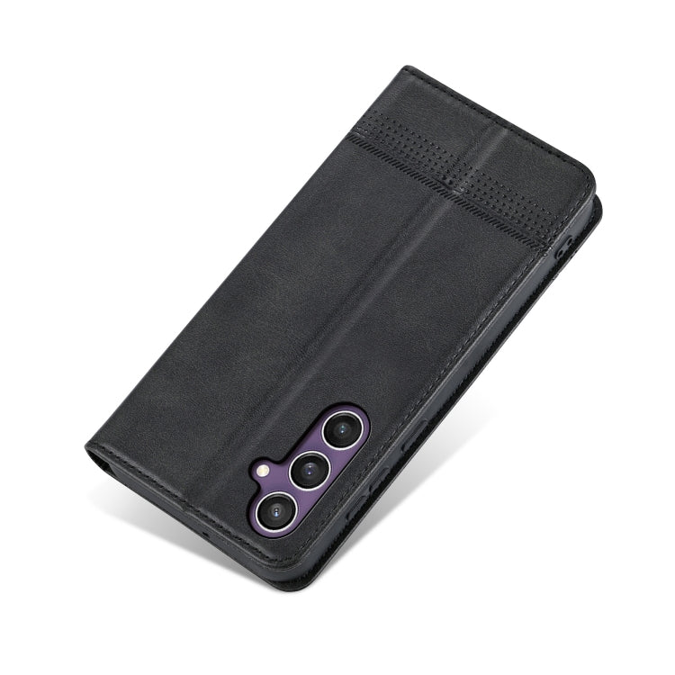 For Samsung Galaxy S24 FE 5G AZNS Magnetic Calf Texture Flip Leather Phone Case(Black)