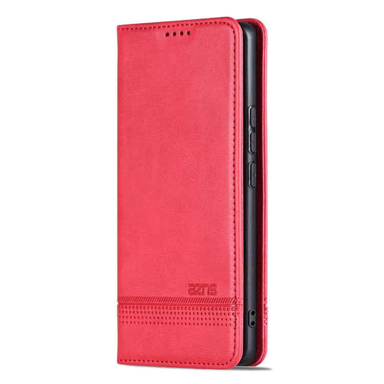 For Samsung Galaxy S25+ 5G AZNS Magnetic Calf Texture Flip Leather Phone Case(Red)