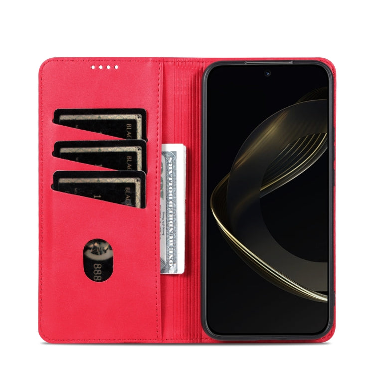 For Samsung Galaxy S25+ 5G AZNS Magnetic Calf Texture Flip Leather Phone Case(Red)