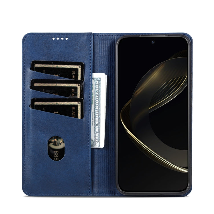 For Samsung Galaxy S25+ 5G AZNS Magnetic Calf Texture Flip Leather Phone Case(Dark Blue)