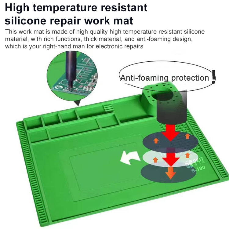 BEST S-190 High-temperature Resistant Silicone Pad Workbench Pad(Green)