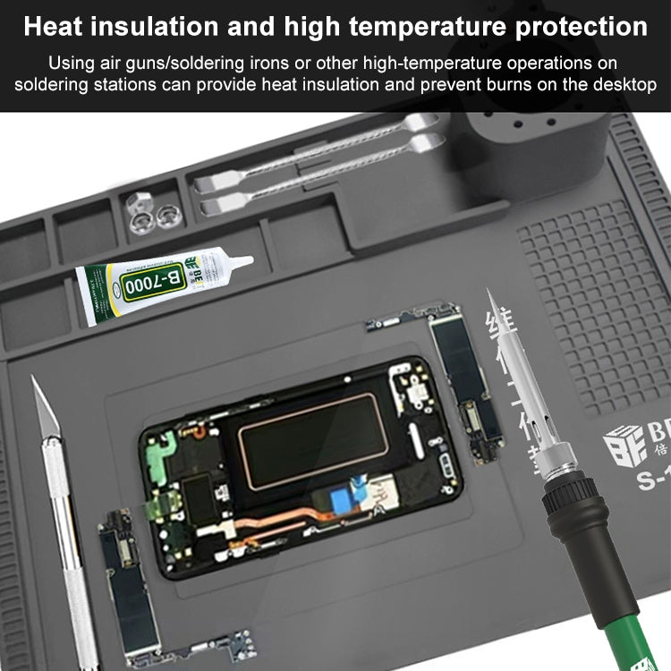 BEST S-190 High-temperature Resistant Silicone Pad Workbench Pad(Grey)