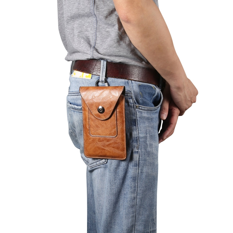 Elephant Texture Men Leisure Simple Universal Mobile Phone Waist Pack Leather Case with Card Slot, Suitable for 6.7-6.9 inch Smartphones, For iPhone 12 Pro Max