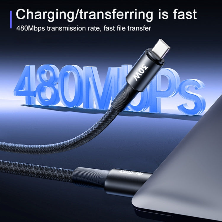 REMAX RC-C100 1.2m 30W Type-C to Type-C Fast Charging Braided Data Cable(White)