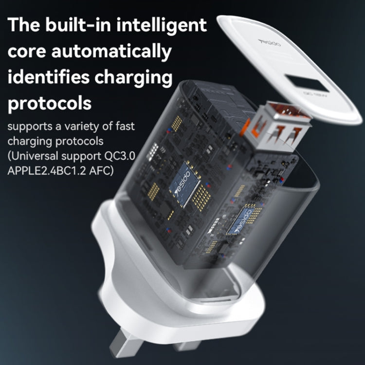 Yesido YC85 PD 18W USB Fast Charger, Specification:UK Plug(White)