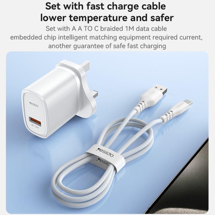 Yesido YC85 PD 18W USB Fast Charger, Specification:UK Plug(White)