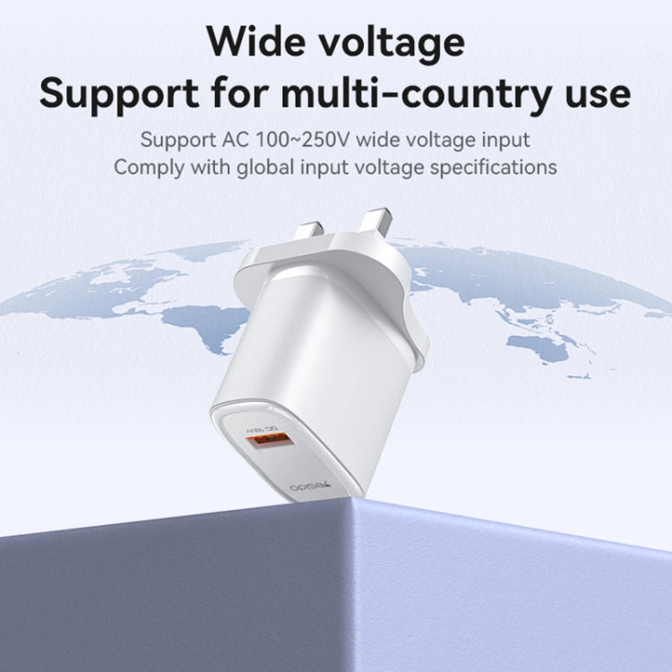 Yesido YC85 PD 18W USB Fast Charger, Specification:UK Plug(White)