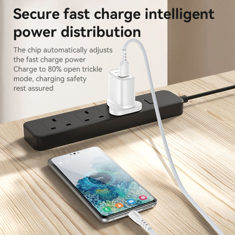 Yesido YC85C 18W USB Fast Charger with USB to USB-C / Type-C Cable, Specification:UK Plug(White)