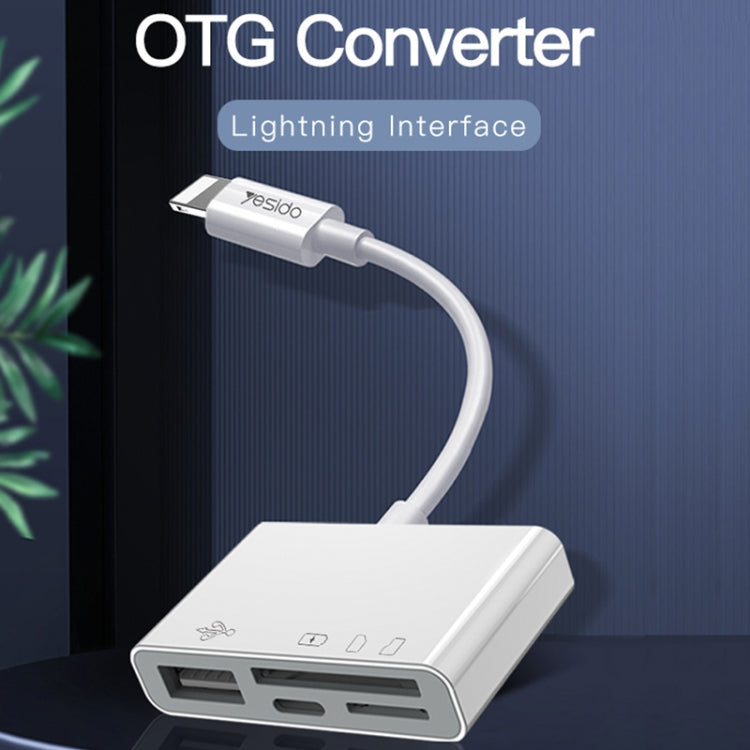 Yesido GS12 8 Pin to TF Card / SD Card / USB / 8 Pin 4 in 1 OTG Converter(White)