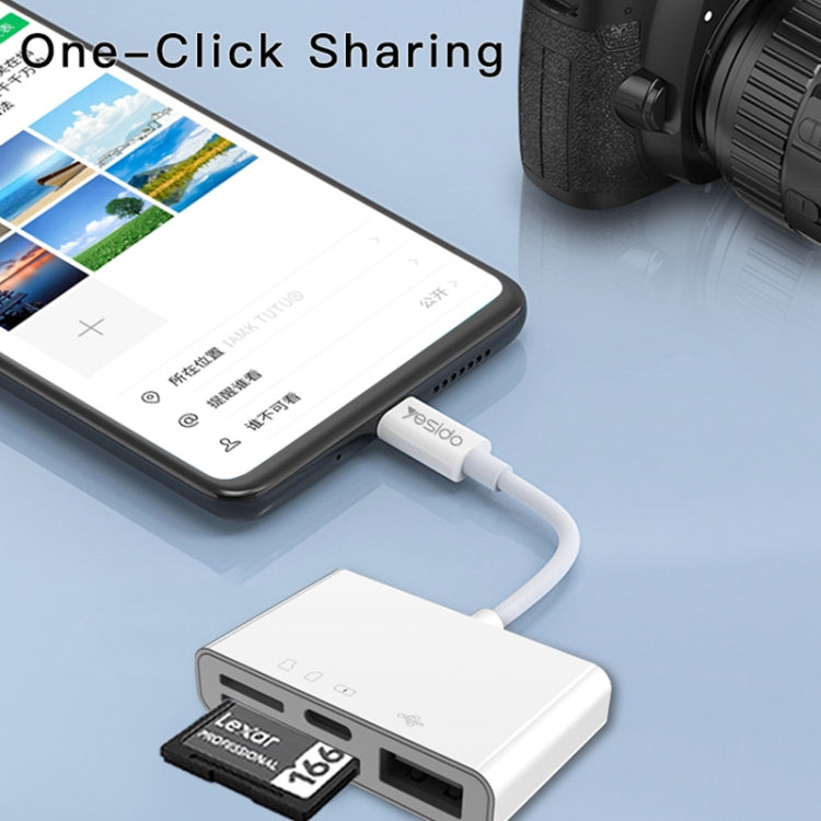 Yesido GS12 8 Pin to TF Card / SD Card / USB / 8 Pin 4 in 1 OTG Converter(White)
