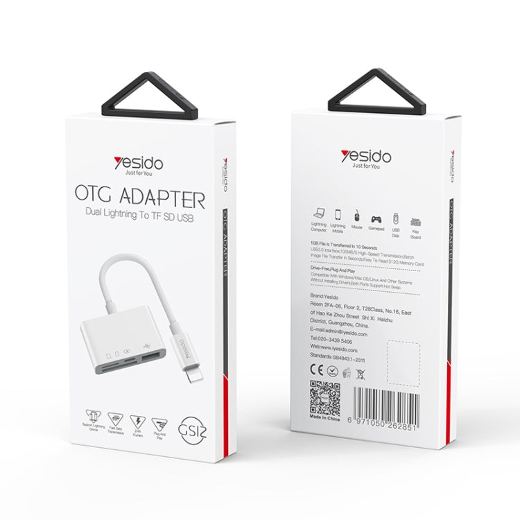 Yesido GS12 8 Pin to TF Card / SD Card / USB / 8 Pin 4 in 1 OTG Converter(White)