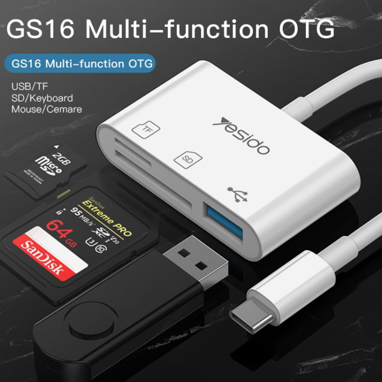 Yesido GS16 USB-C / Type-C to USB 3.0 / TF / SD Card OTG Adapter(White)