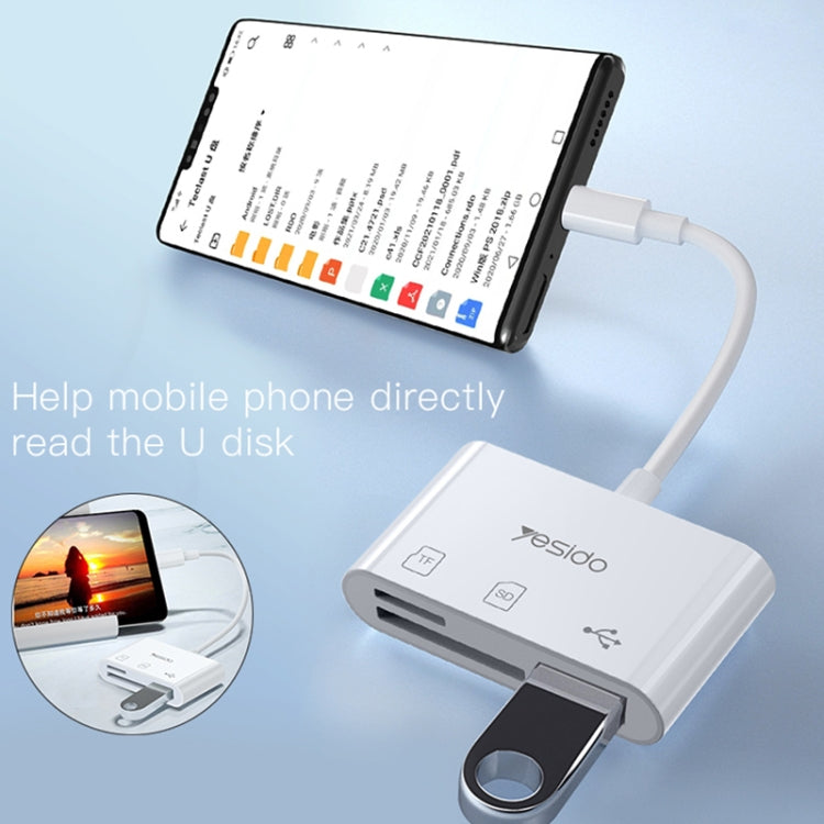 Yesido GS16 USB-C / Type-C to USB 3.0 / TF / SD Card OTG Adapter(White)