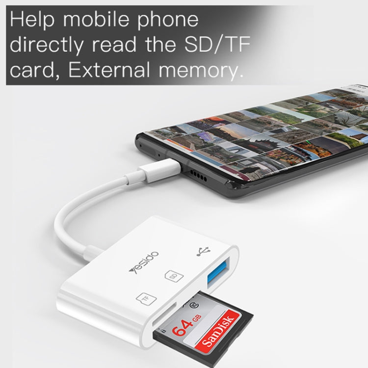 Yesido GS16 USB-C / Type-C to USB 3.0 / TF / SD Card OTG Adapter(White)