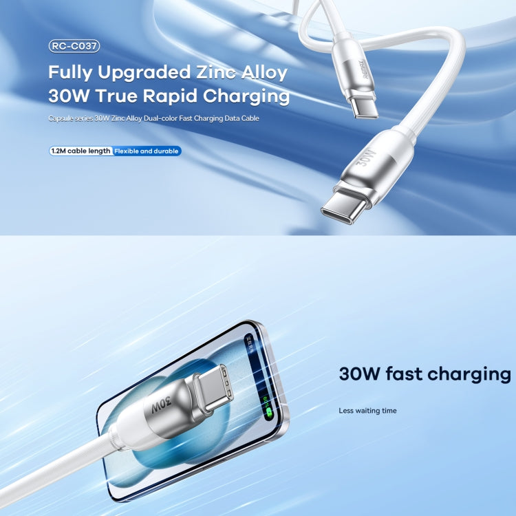 REMAX RC-C037 Capsule 1.2m 30W Type-C to Type-C PVC Fast Charging Cable(Black)