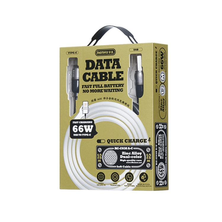 REMAX RC-C038 Capsule 1.2m 66W USB to Type-C PVC Fast Charging Cable(Black)