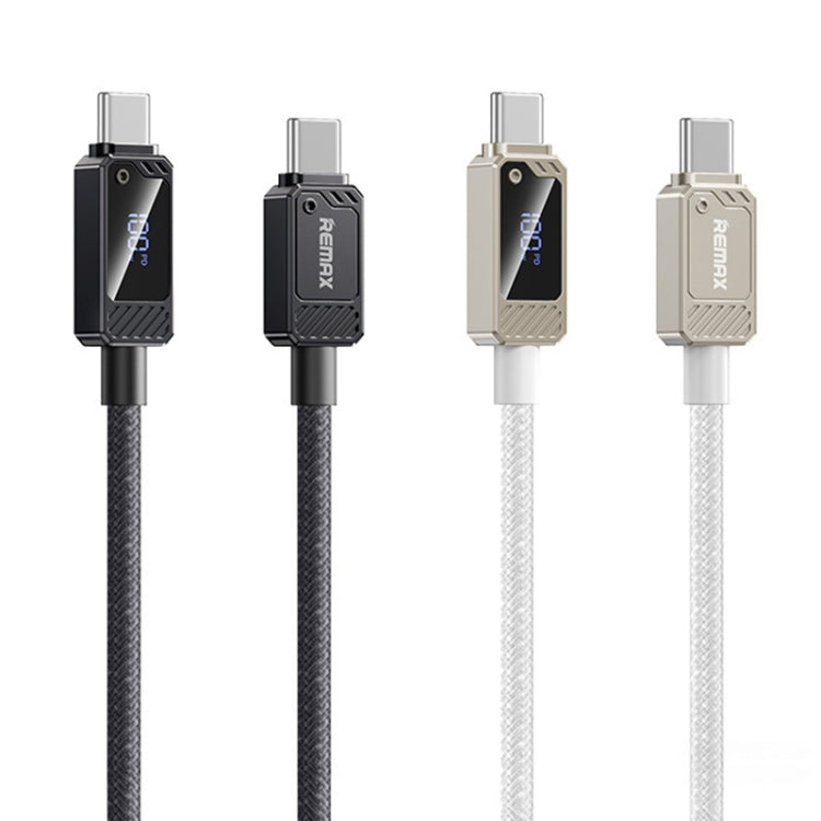 REMAX RC-C069 1.2m 100W Type-C to Type-C Digital Display Braided Fast Charging Cable(White)