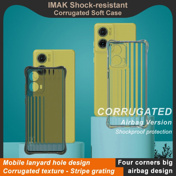 For Motorola Moto G85 5G IMAK Corrugated Texture Airbag TPU Phone Case(Transparent Black)