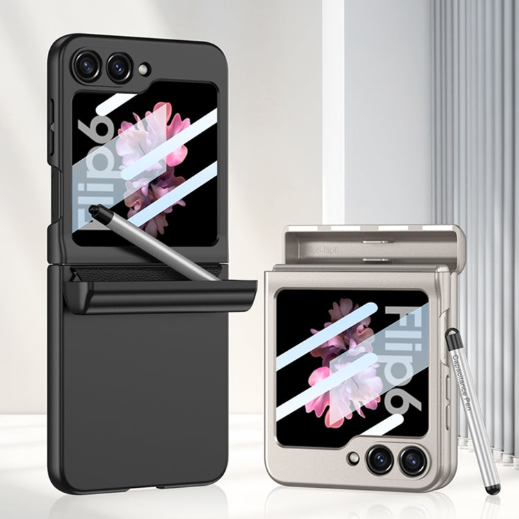For Samsung Galaxy Z Flip6 / Flip7 FE GKK Integrated Magnetic Full Coverage Flip Phone Case with Pen Box+Pen(Pink)