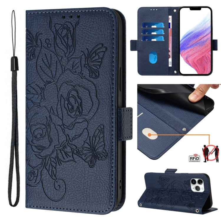 Embossed Rose RFID Anti-theft Leather Phone Case, For iPhone 11 Pro Max, For iPhone 11, For iPhone 11 Pro, For iPhone XS / X