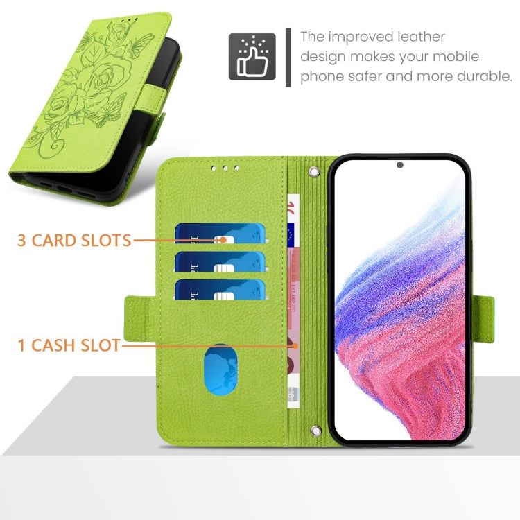 Embossed Rose RFID Anti-theft Leather Phone Case, For iPhone 16, For iPhone 15 Pro Max, For iPhone 15 Pro, For iPhone 15 Plus