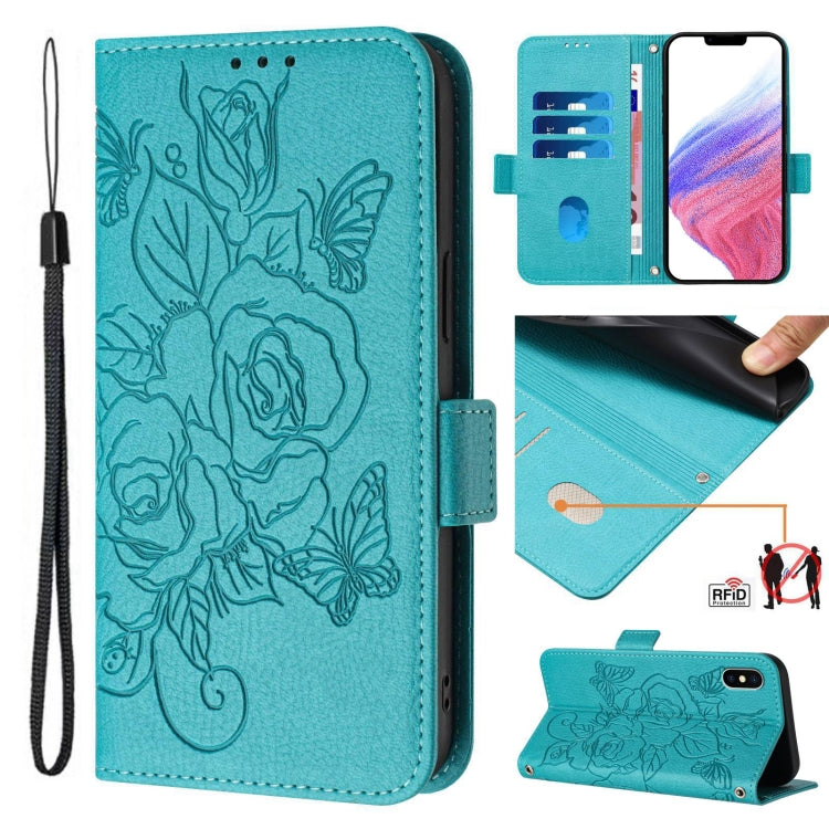 Embossed Rose RFID Anti-theft Leather Phone Case, For iPhone 11 Pro Max, For iPhone 11, For iPhone 11 Pro, For iPhone XS / X