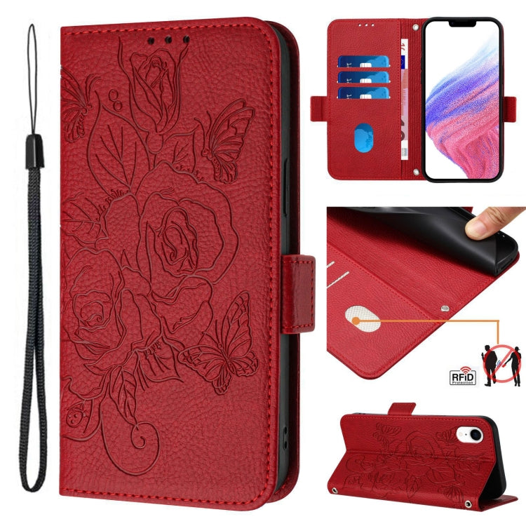 Embossed Rose RFID Anti-theft Leather Phone Case, For iPhone XR, For iPhone XS Max, For iPhone 8 Plus / 7 Plus