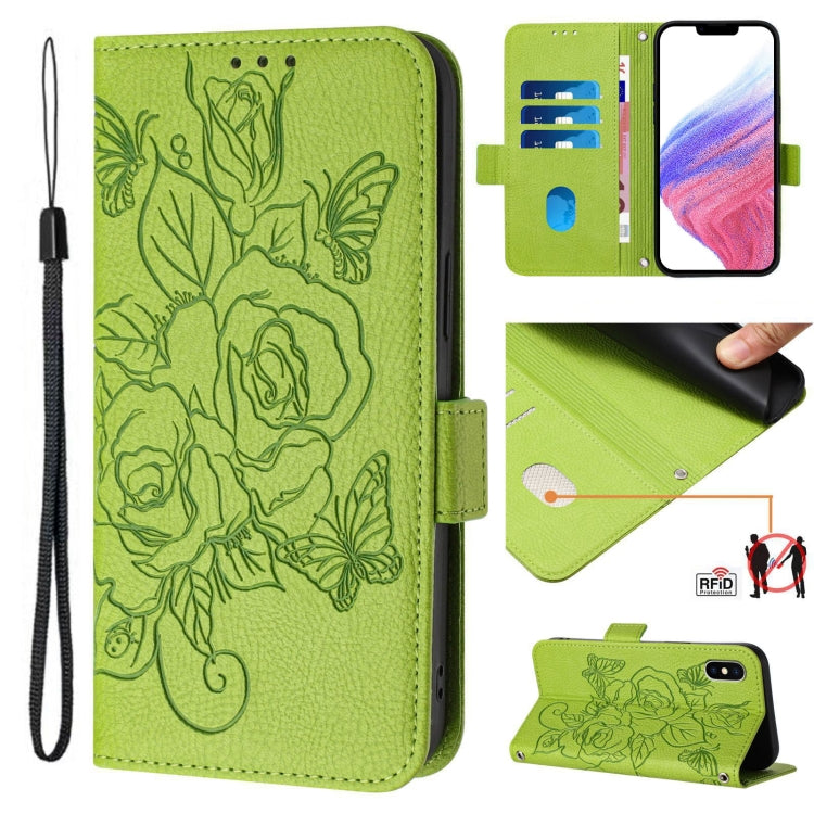 Embossed Rose RFID Anti-theft Leather Phone Case, For iPhone XR, For iPhone XS Max, For iPhone 8 Plus / 7 Plus