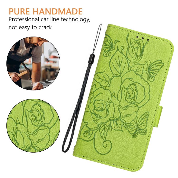 Embossed Rose RFID Anti-theft Leather Phone Case, For iPhone 17 Pro Max, For iPhone 17 Pro, For iPhone 17, For iPhone Air