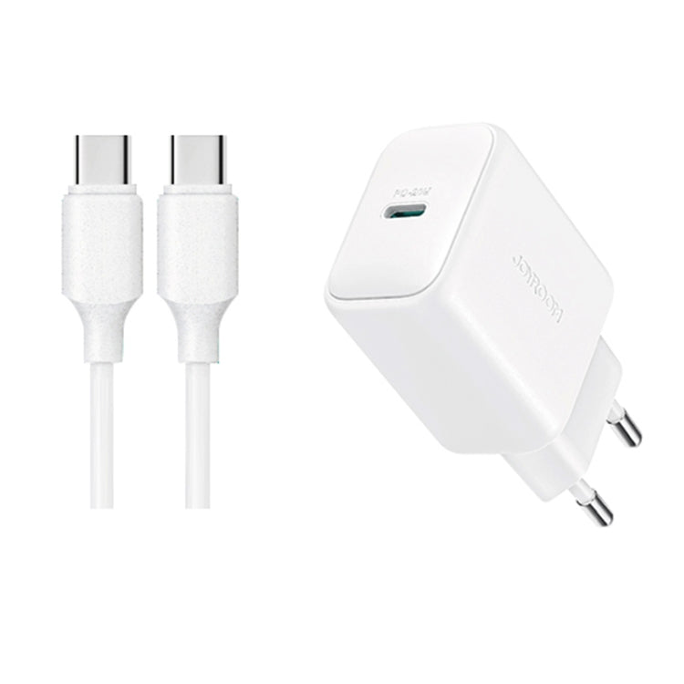 JOYROOM JR-TCF20 PD20W Type-C Port Charger Kit with Type-C to Type-C Cable, Plug:EU Plug(White)