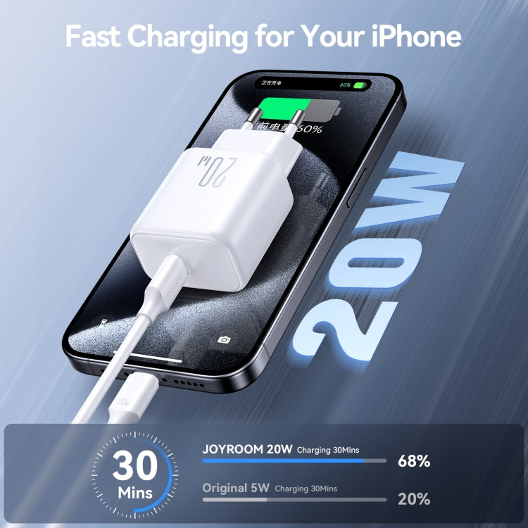 JOYROOM JR-TCF20 PD20W Type-C Port Charger Kit with Type-C to Type-C Cable, Plug:EU Plug(White)
